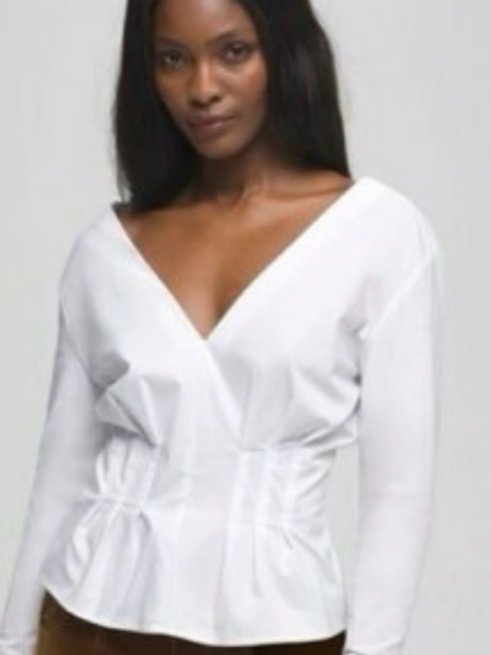 Good American Dart Waist Poplin Top in White. Size 0
